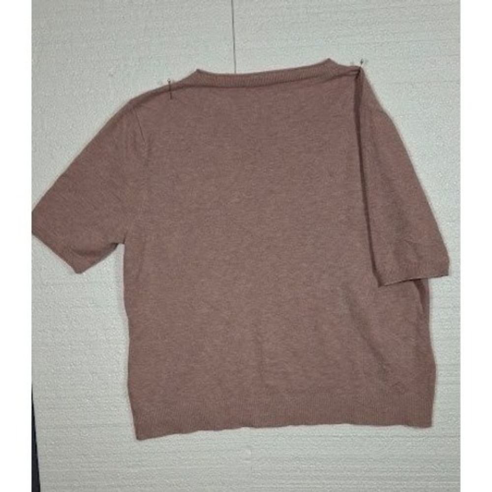 Milano Essential Womens XL Short Sleeve Knit Sweater Dusty Rose Mauve Crew Neck - Picture 3 of 4